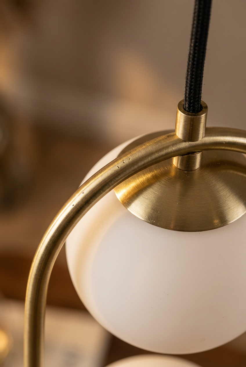 Suspension 2 Lampes Métal Verre Laiton · Cordel · photo 11