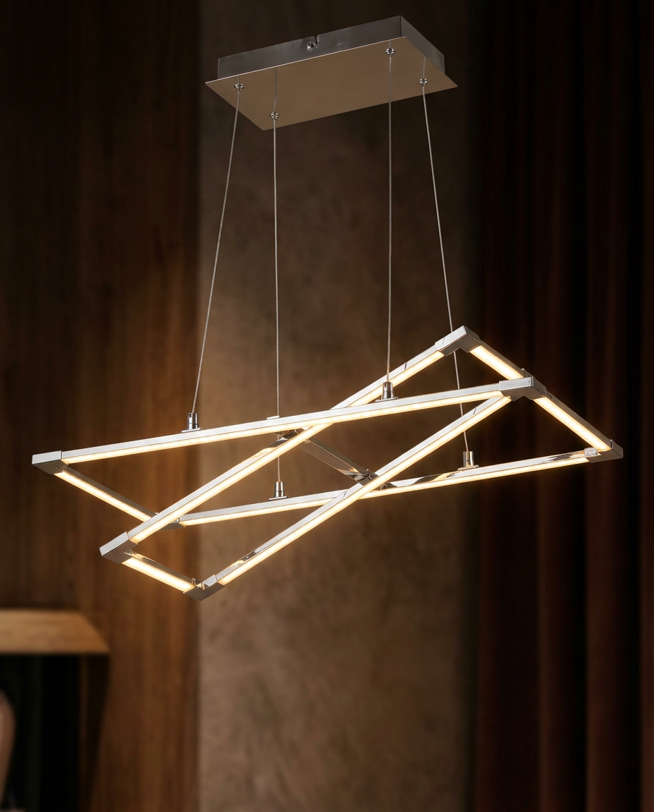 Suspension LED Acier Composite Argenté Gris · Kseros · photo 12