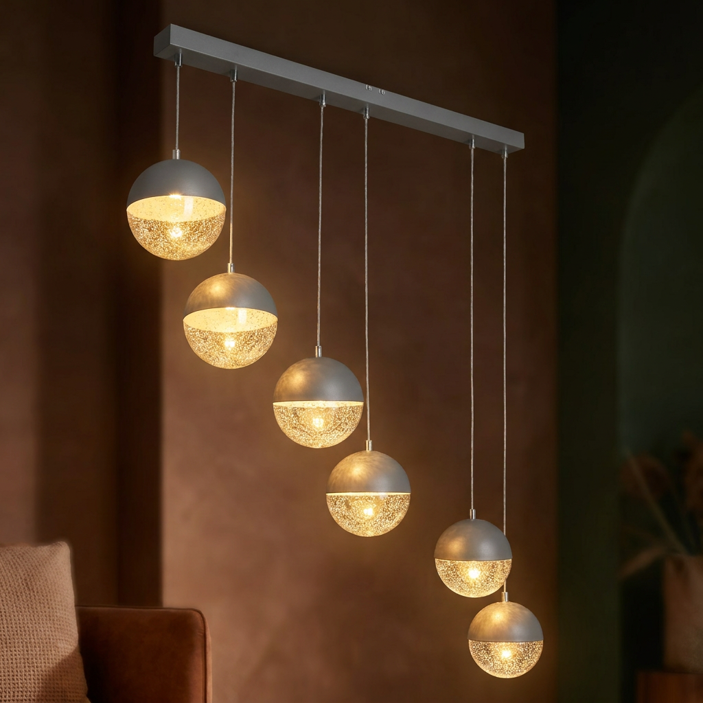 Suspension LED Métal Verre Gris · Furni · photo 12