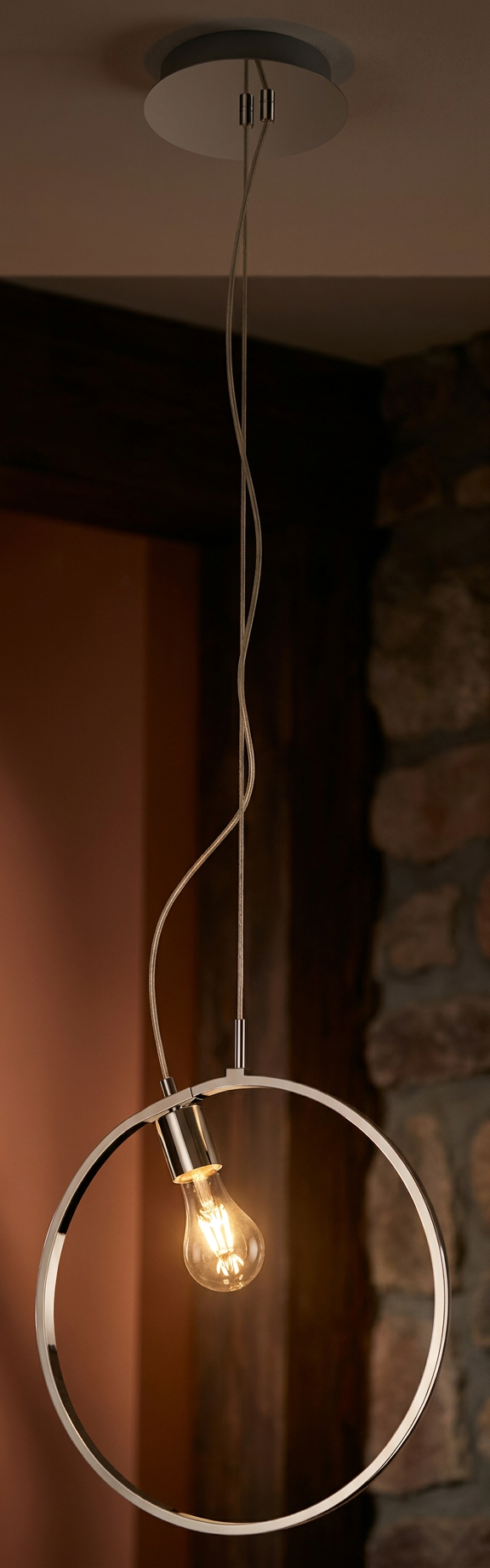 Suspension 2 Lampes LED Acier Composite Chromé · Skiros · photo 12