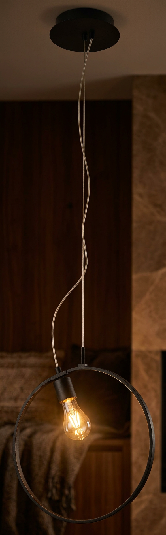 Suspension 2 Lampes LED Acier Composite Noir · Skiros · photo 12
