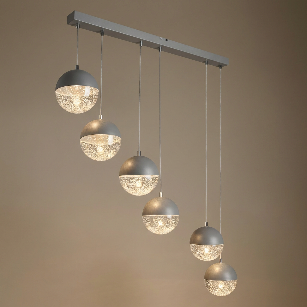 Suspension LED Métal Verre Gris · Furni · photo 13