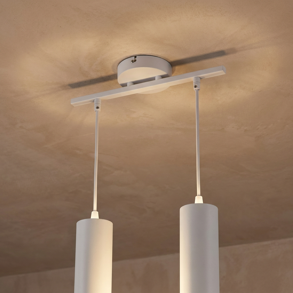 Suspension 2 Lampes Acier Blanc · photo 13