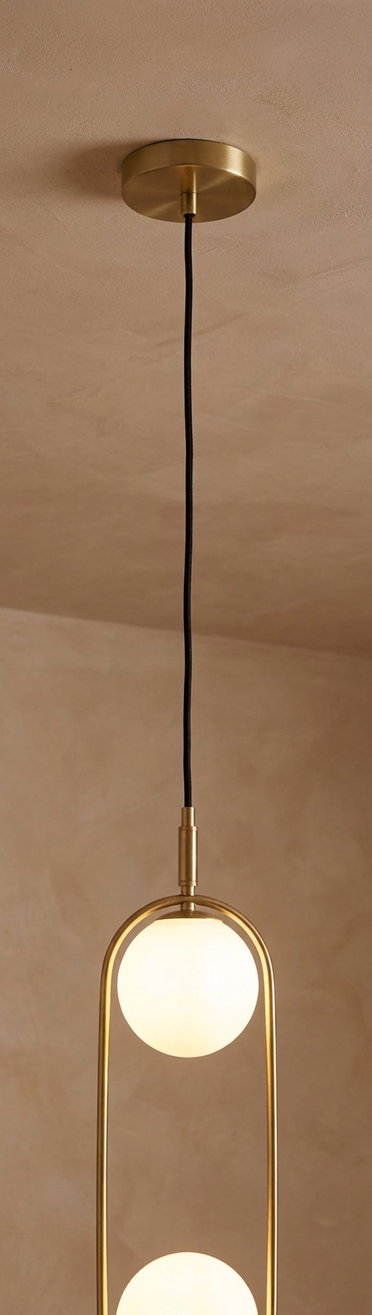 Suspension 2 Lampes Métal Verre Laiton · Cordel · photo 14