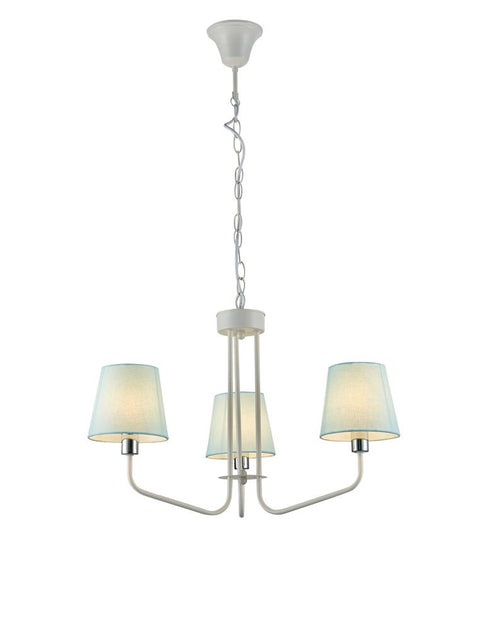 Suspension 3 Lampes Métal Tissu Blanc