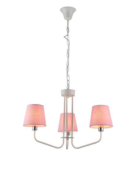 Suspension 3 Lampes Métal Tissu Blanc
