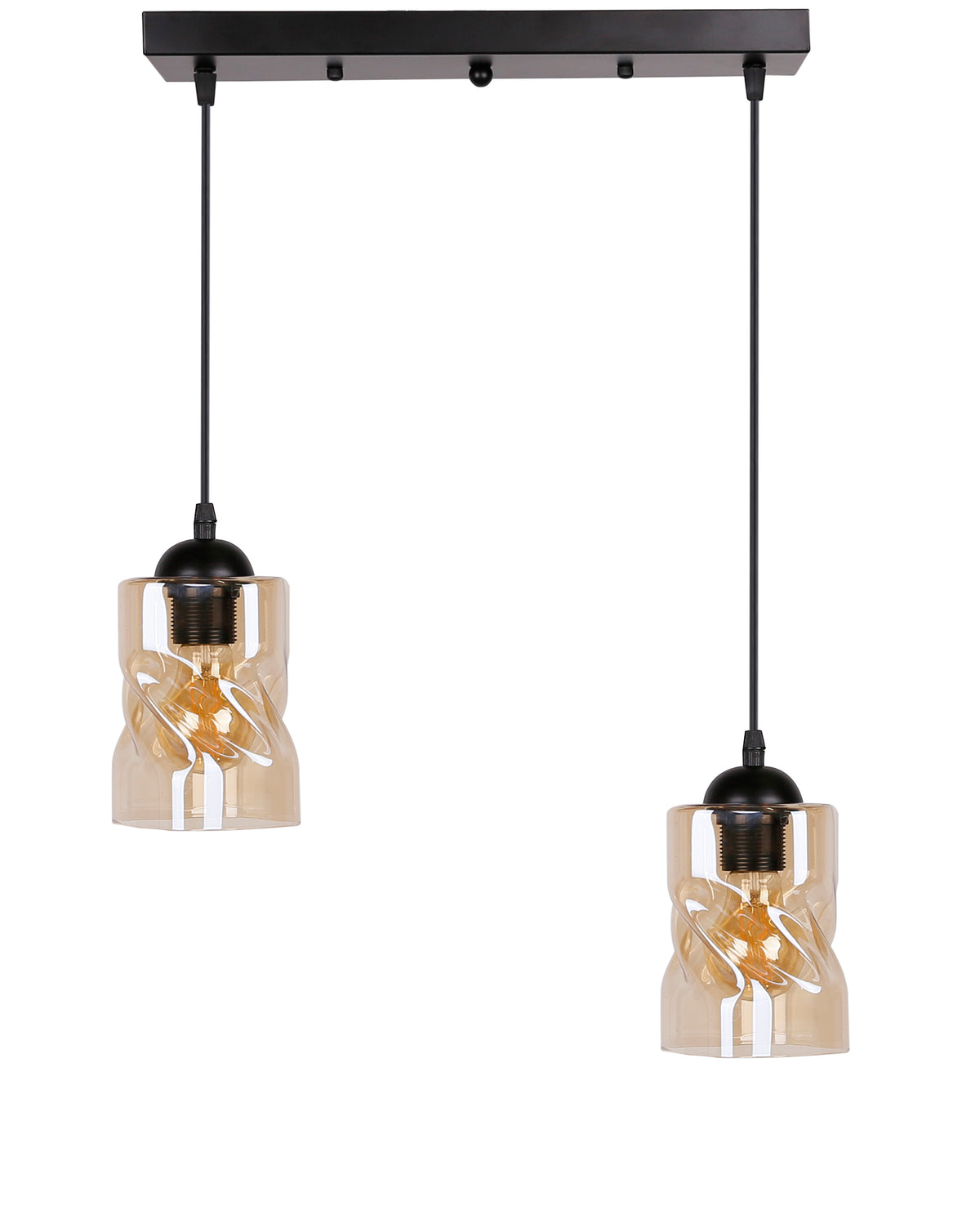 Suspension 2 Lampes Métal Verre · Felis