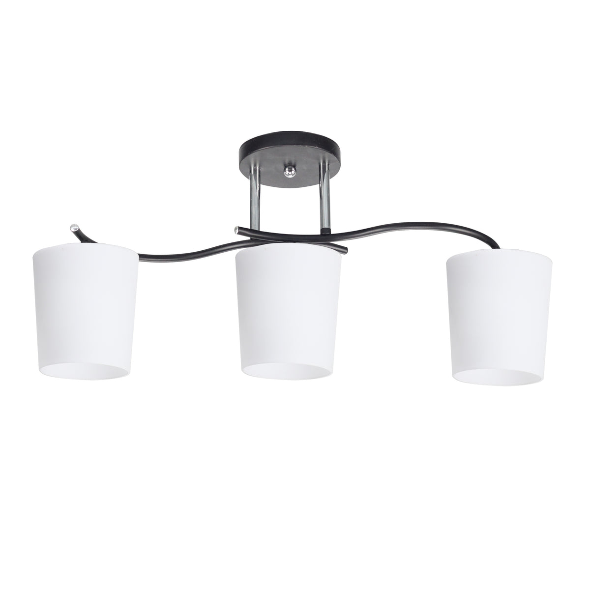 Plafonnier 3 Lampes Acier Verre