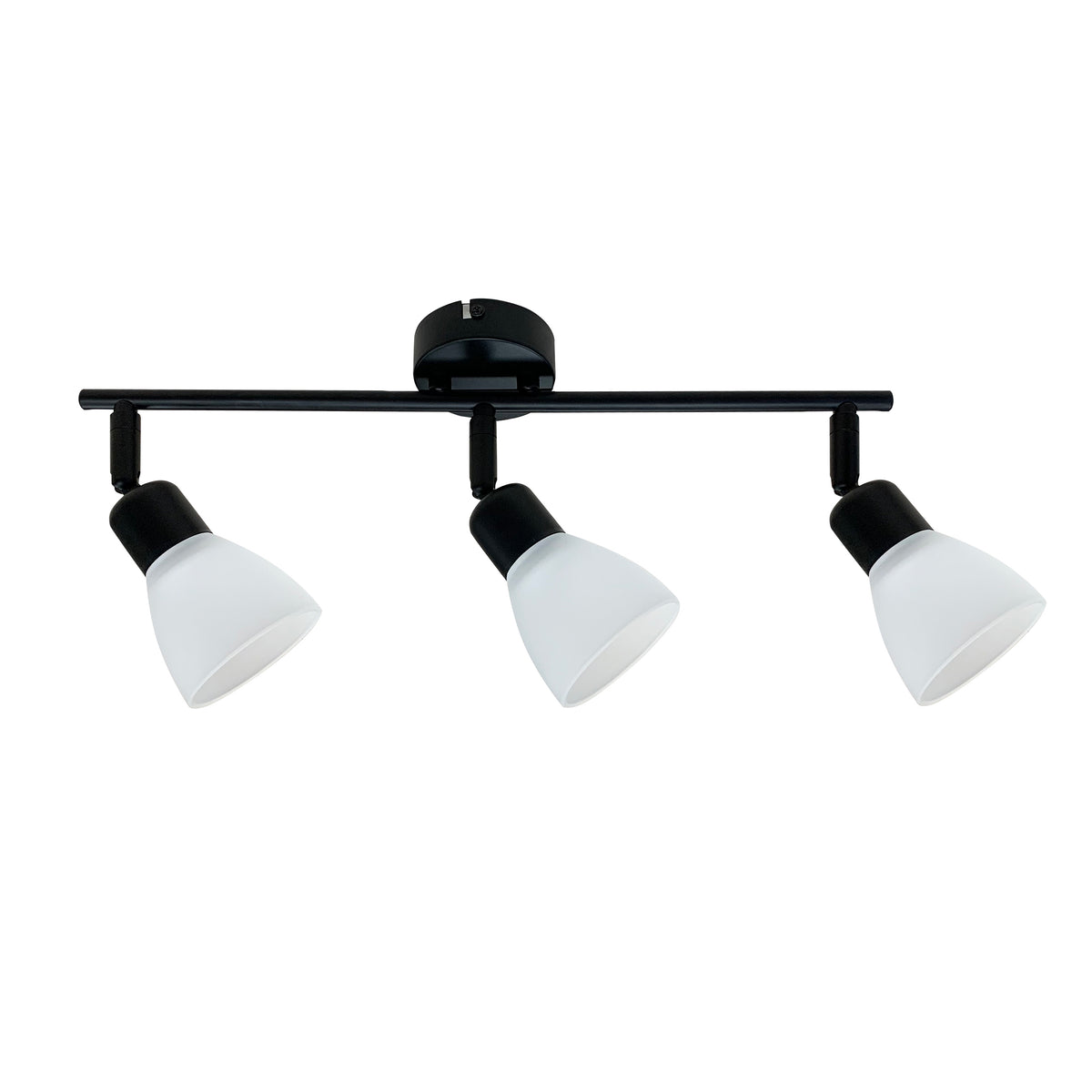 Plafonnier 3 Lampes Acier Verre Noir