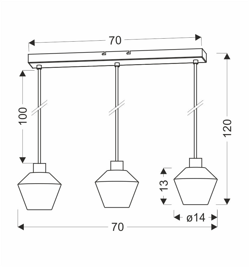 Suspension 3 Lampes Métal Verre Noir Doré · photo 2