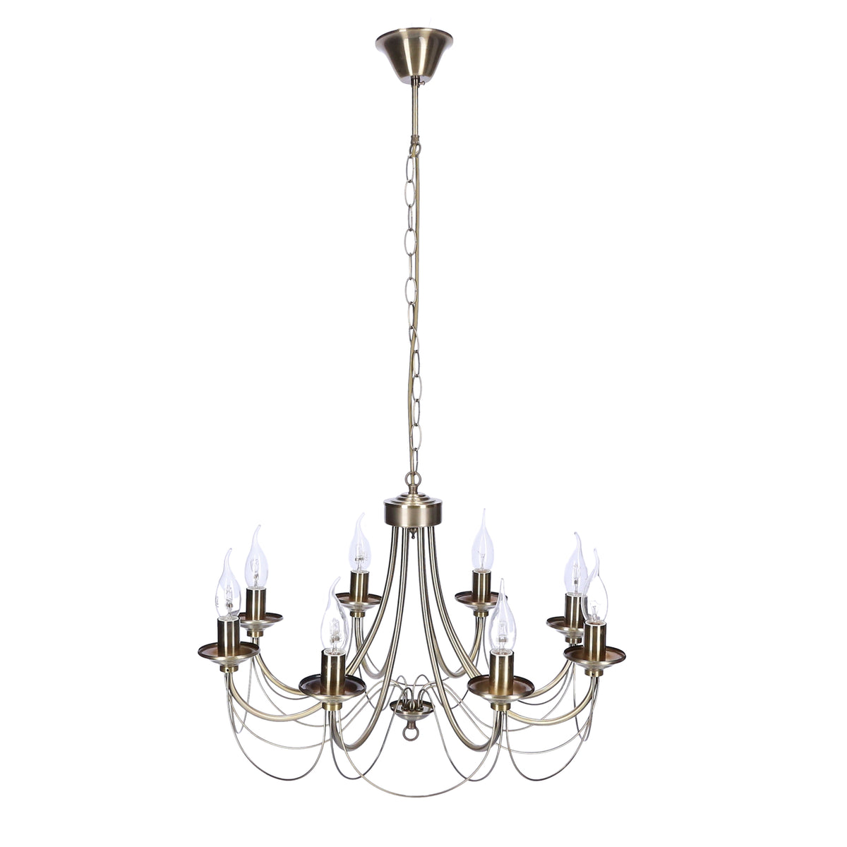 Suspension 8 Lampes Acier Antique Laiton · Muza