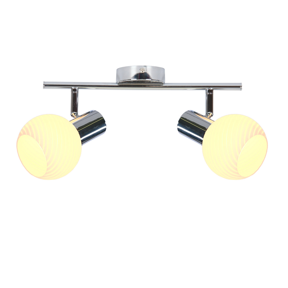 Plafonnier 2 Lampes Acier Verre Chromé · Turno · photo 3