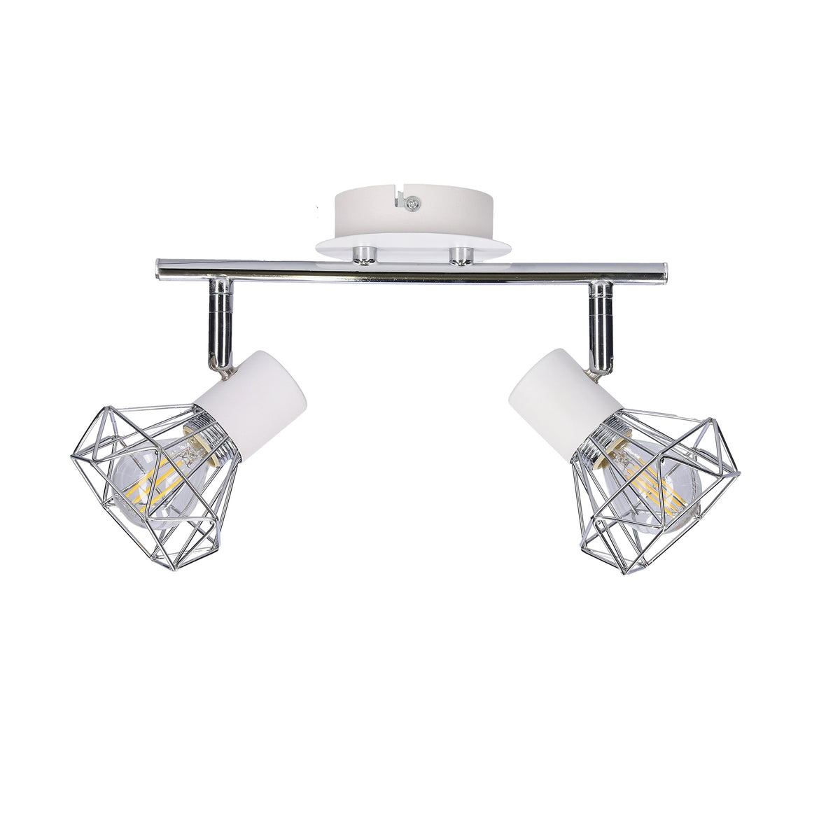Plafonnier 2 Lampes Acier Blanc Chromé · Verve · photo 3