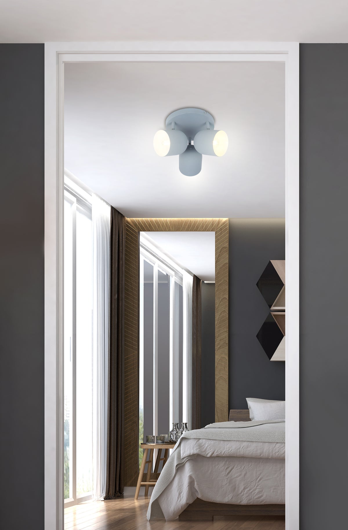 Plafonnier 3 Lampes Acier Mat Gris · Azuro · photo 2