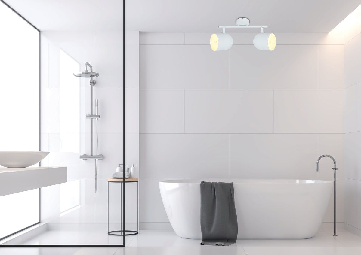 Plafonnier 2 Lampes Acier Blanc · Azuro · photo 2