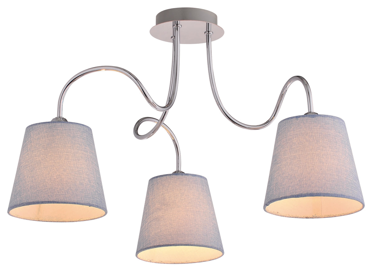 Suspension 3 Lampes Acier Tissu Chromé · Luk · photo 4