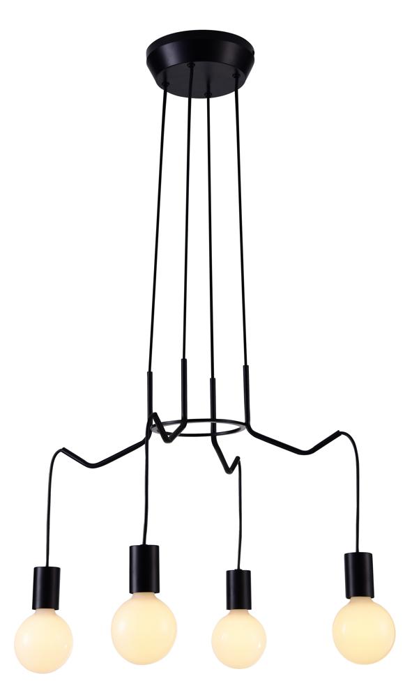 Suspension 4 Lampes Métal Noir Mat · Basso
