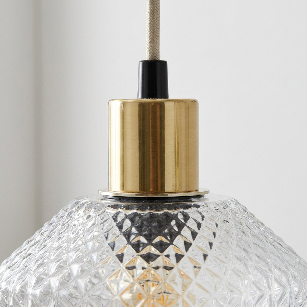 Suspension 3 Lampes en Verre Noir & Intérieur Doré - Nero