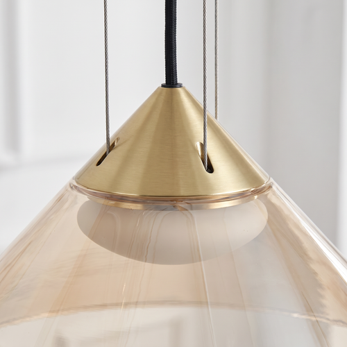 Suspension en Verre Ambré & Or Satiné - Presto 42