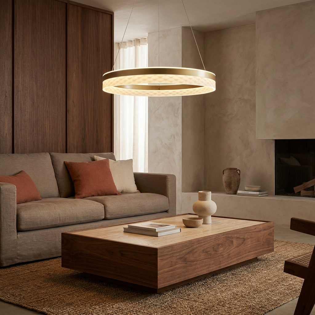 Suspension 2 Lampes LED Acier Composite Doré · photo 4