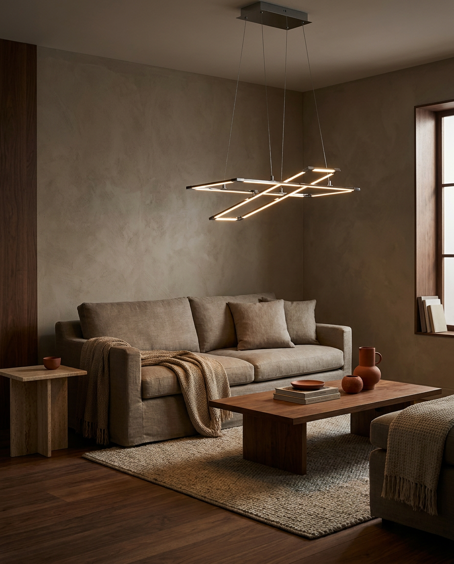 Suspension LED Acier Composite Argenté Gris · Kseros · photo 5