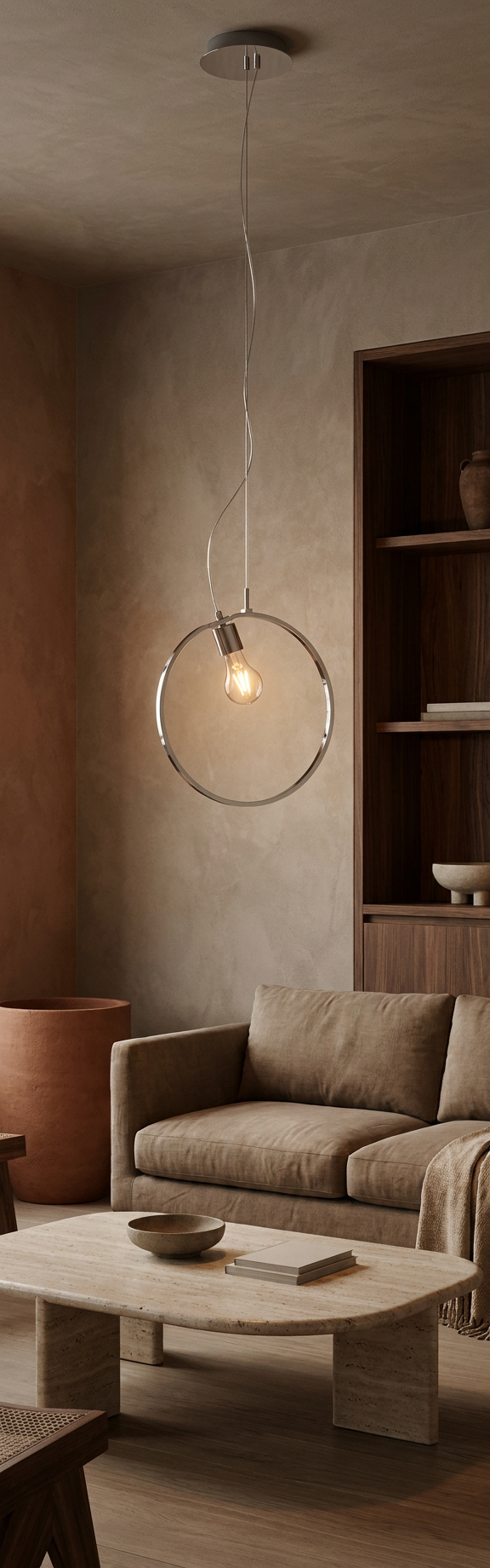 Suspension 2 Lampes LED Acier Composite Chromé · Skiros · photo 5