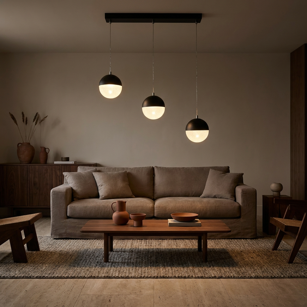 Suspension LED Métal Verre Noir · Furni · photo 5