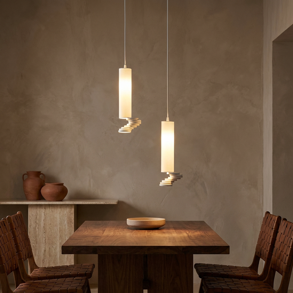 Suspension 2 Lampes Acier Blanc · photo 5