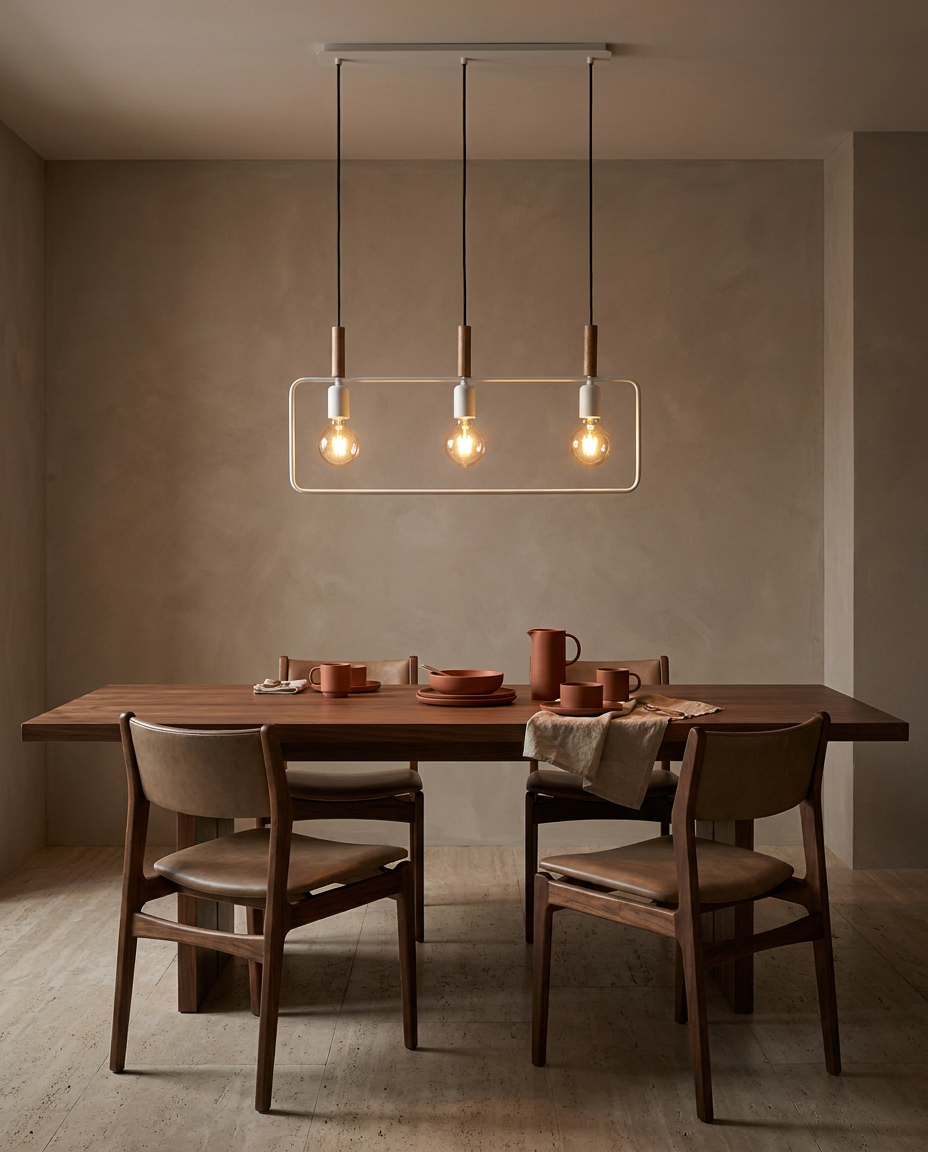 Suspension 3 Lampes Métal Bois Noir · Frame · photo 6