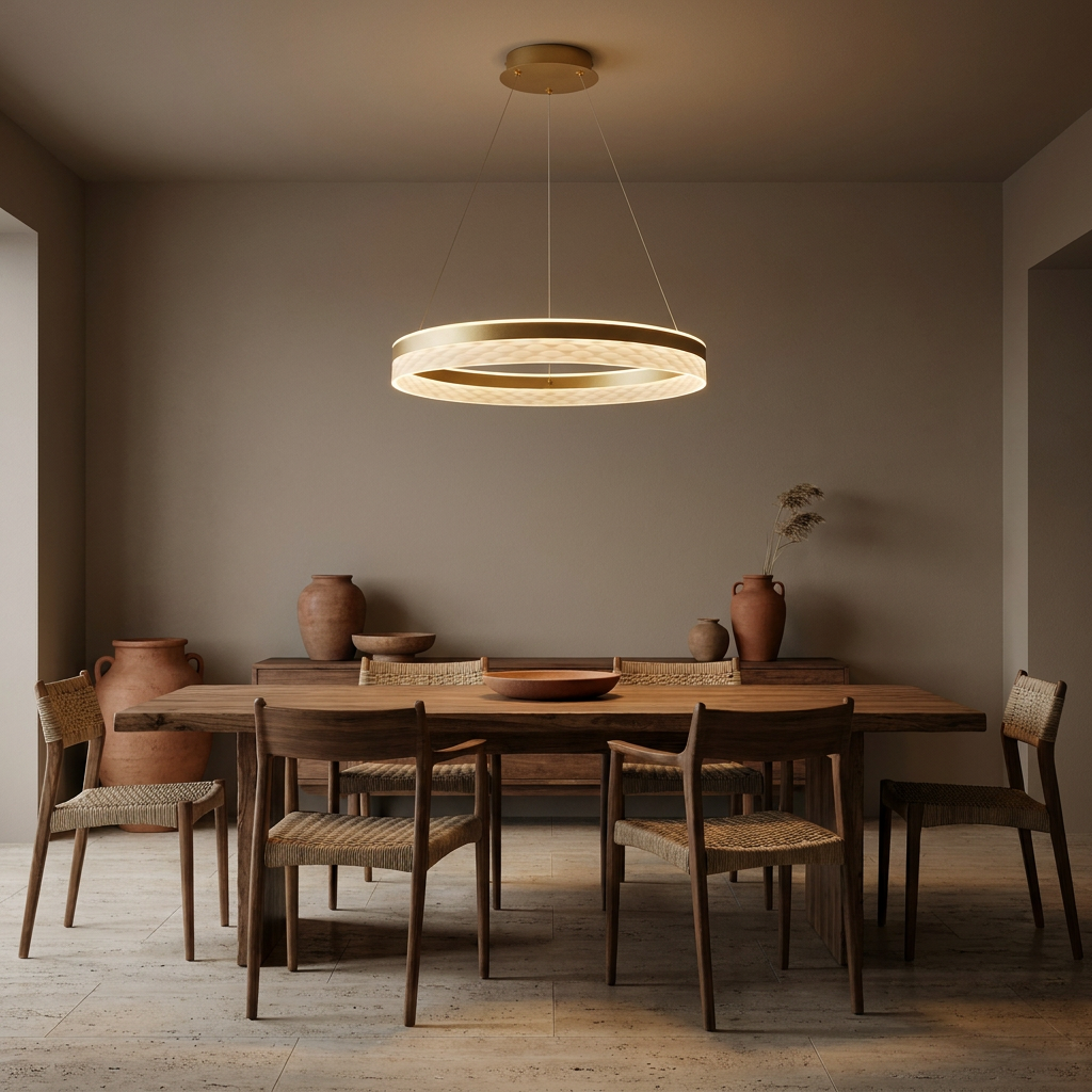Suspension 2 Lampes LED Acier Composite Doré · photo 5