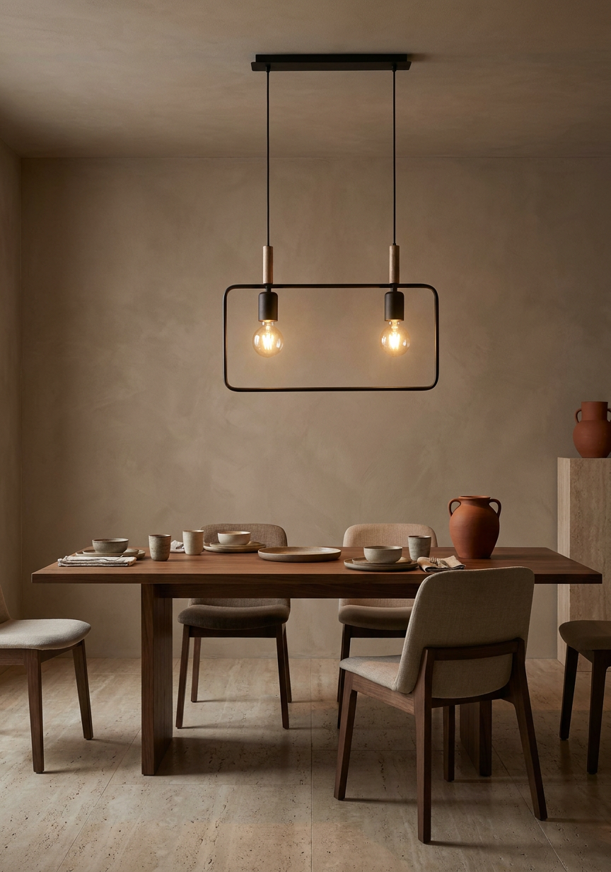 Suspension 2 Lampes Métal Bois Noir · Frame · photo 5