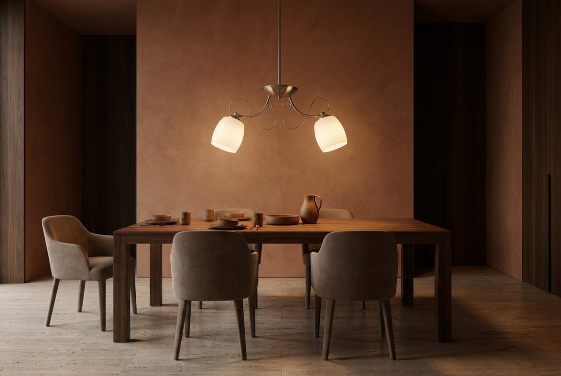 Suspension 2 Lampes Acier Verre Chromé · Amba · photo 5