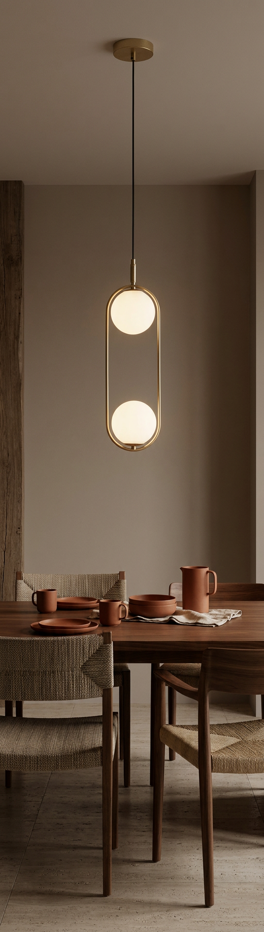 Suspension 2 Lampes Métal Verre Laiton · Cordel · photo 6