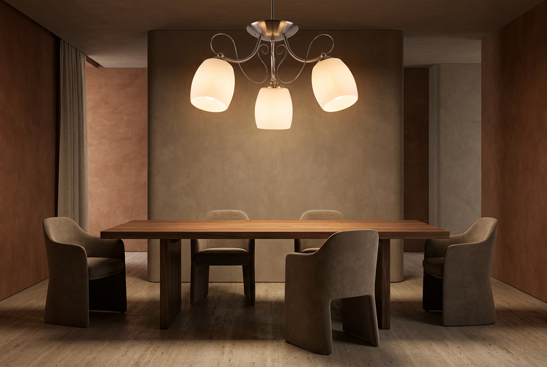 Suspension 3 Lampes Acier Verre Chromé · Amba · photo 5