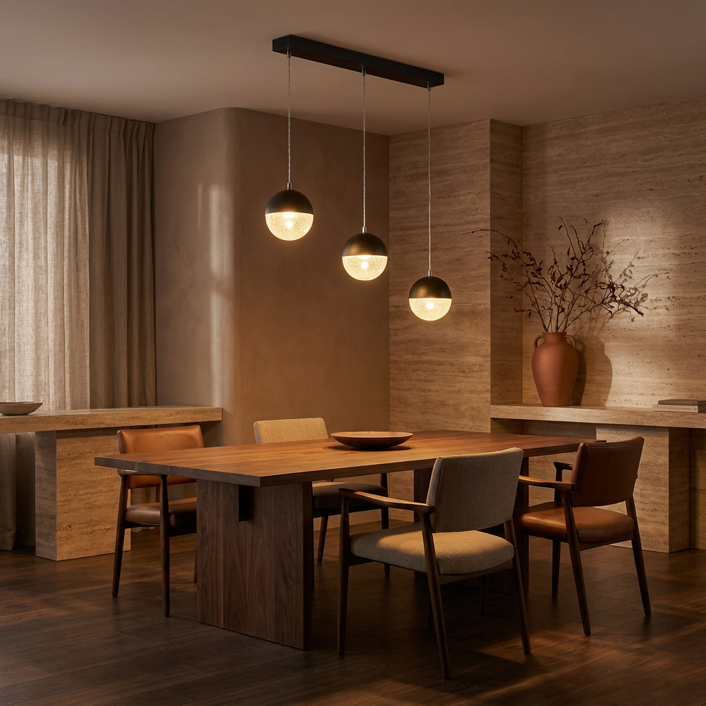 Suspension LED Métal Verre Noir · Furni · photo 6