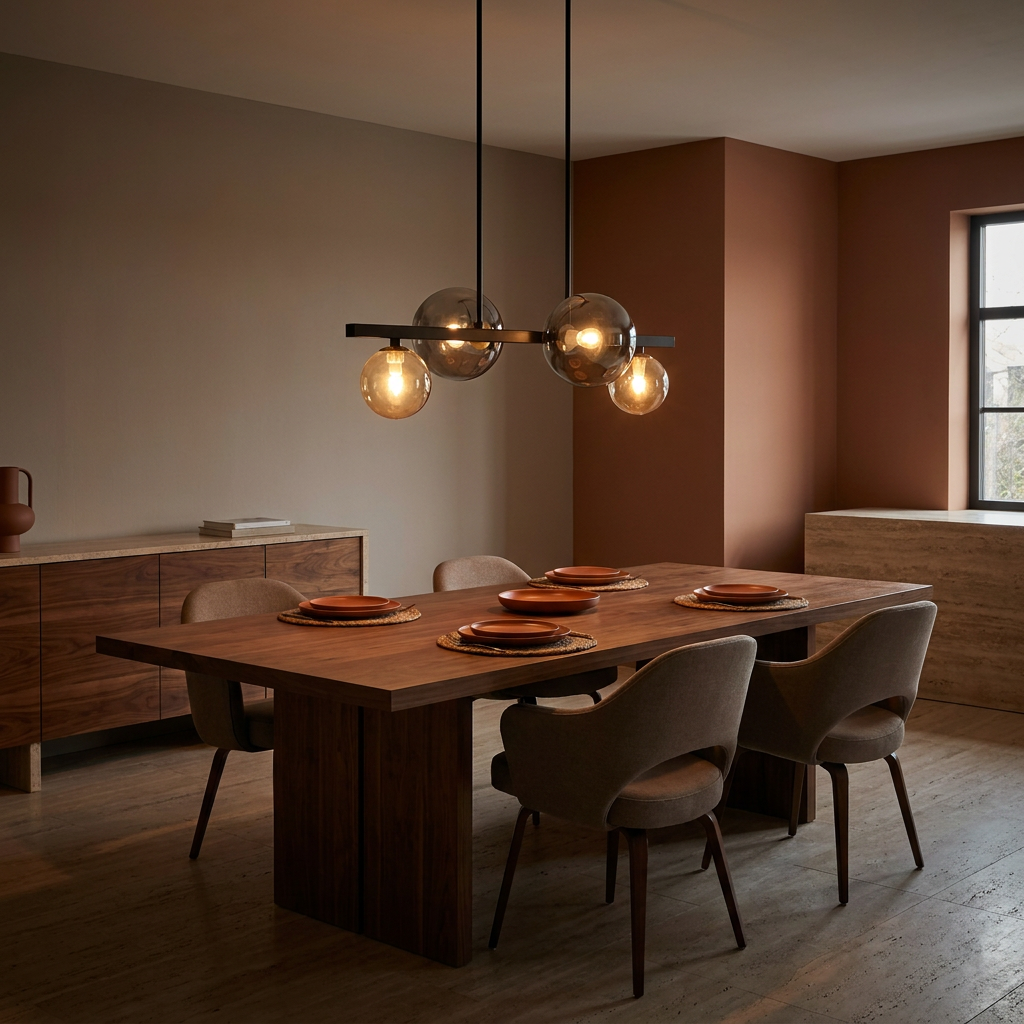 Suspension 4 Lampes Acier Verre Noir · photo 6