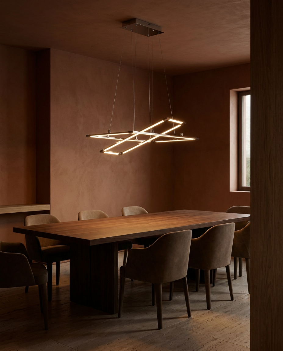 Suspension LED Acier Composite Argenté Gris · Kseros · photo 6
