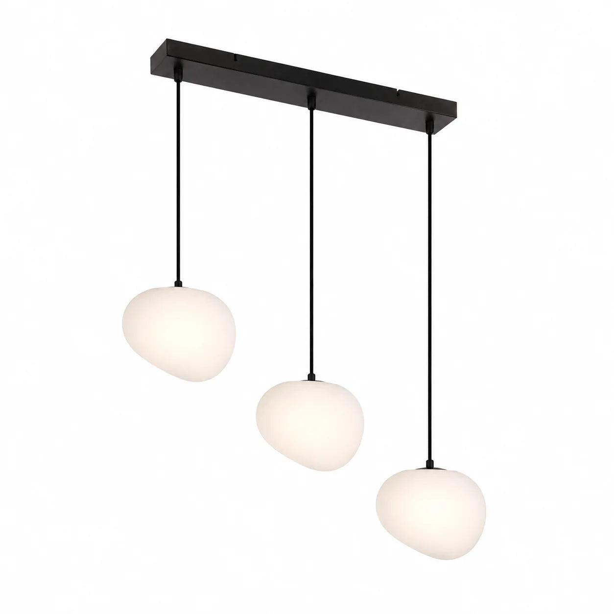 Suspension 3 lampes verre blanc opale | Onyx
