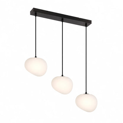 Suspension 3 lampes verre blanc opale | Onyx