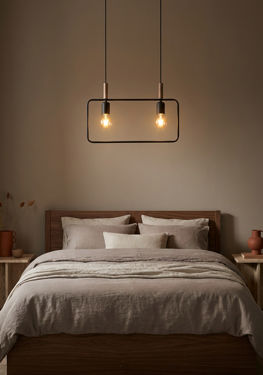 Suspension 2 Lampes Métal Bois Noir · Frame · photo 6