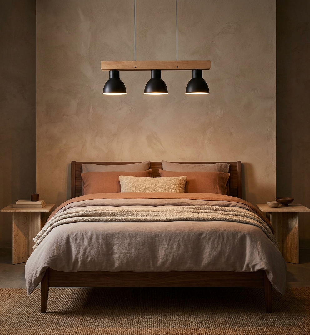 Suspension 3 Lampes Acier Bois Noir · Vario · photo 7