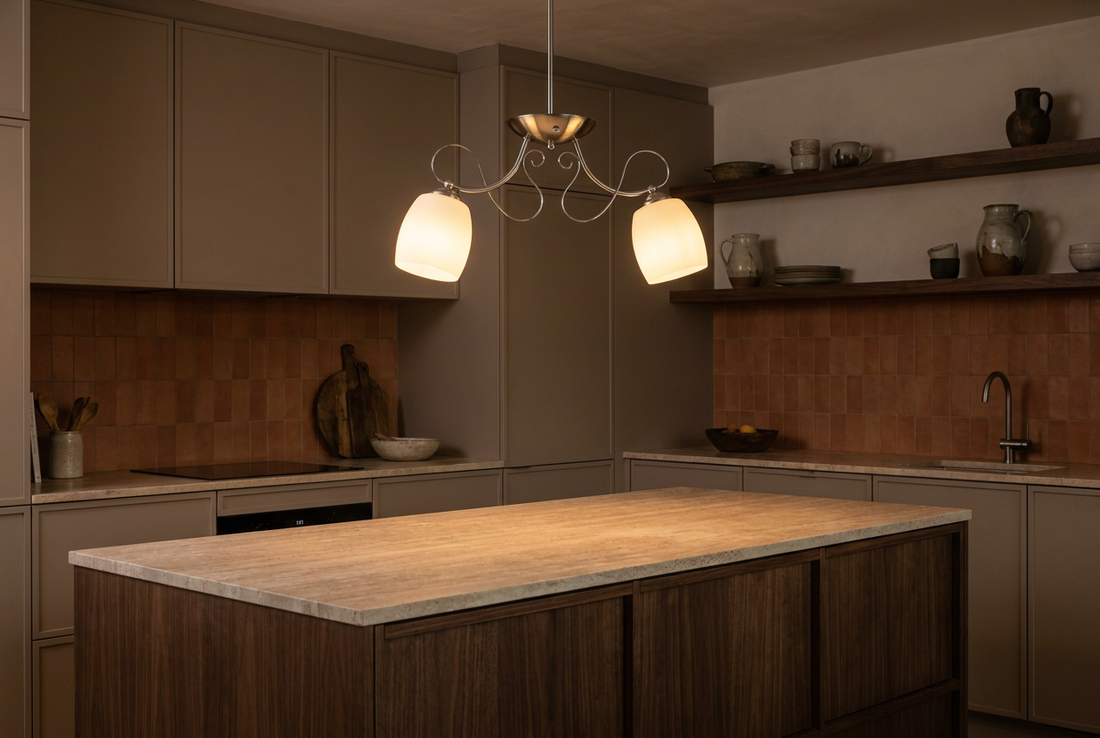 Suspension 2 Lampes Acier Verre Chromé · Amba · photo 6