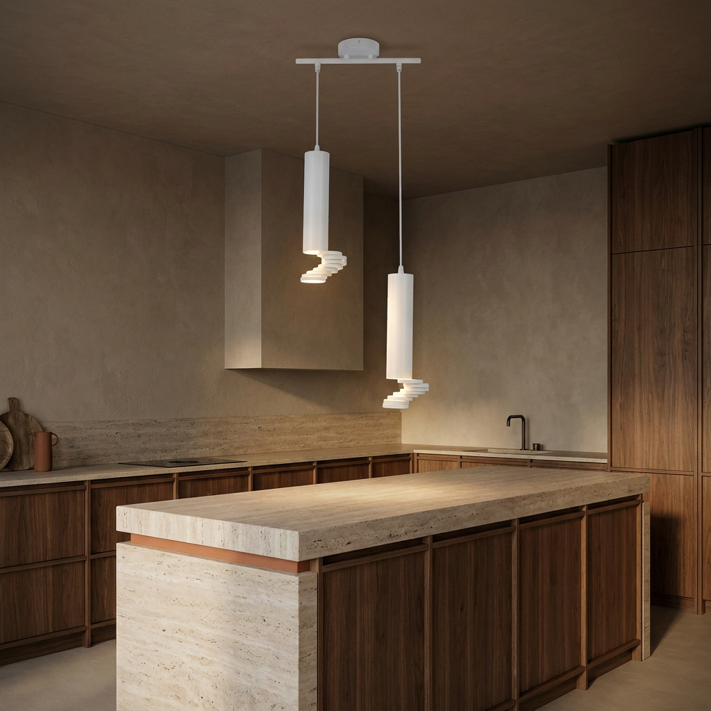 Suspension 2 Lampes Acier Blanc · photo 6