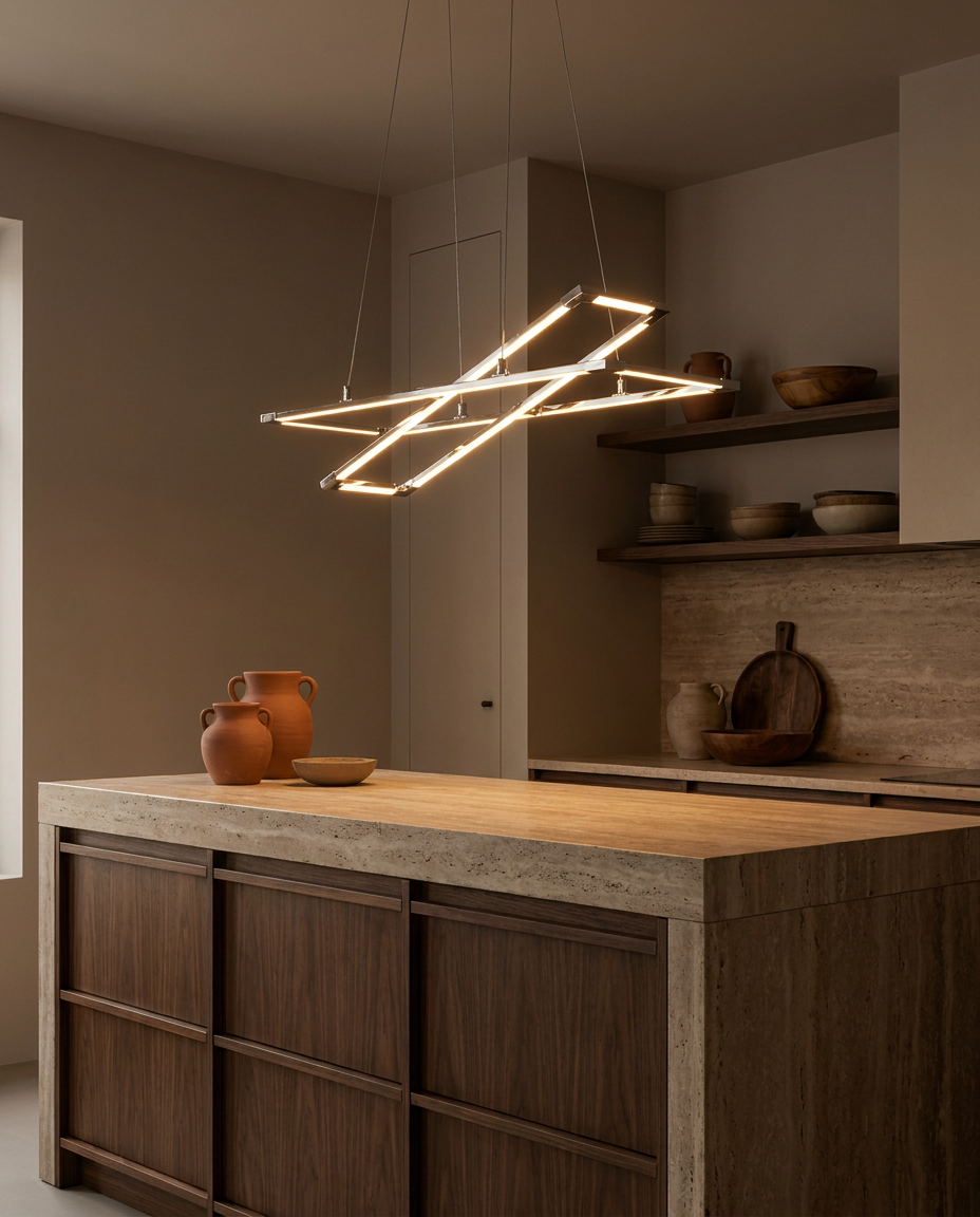 Suspension LED Acier Composite Argenté Gris · Kseros · photo 7