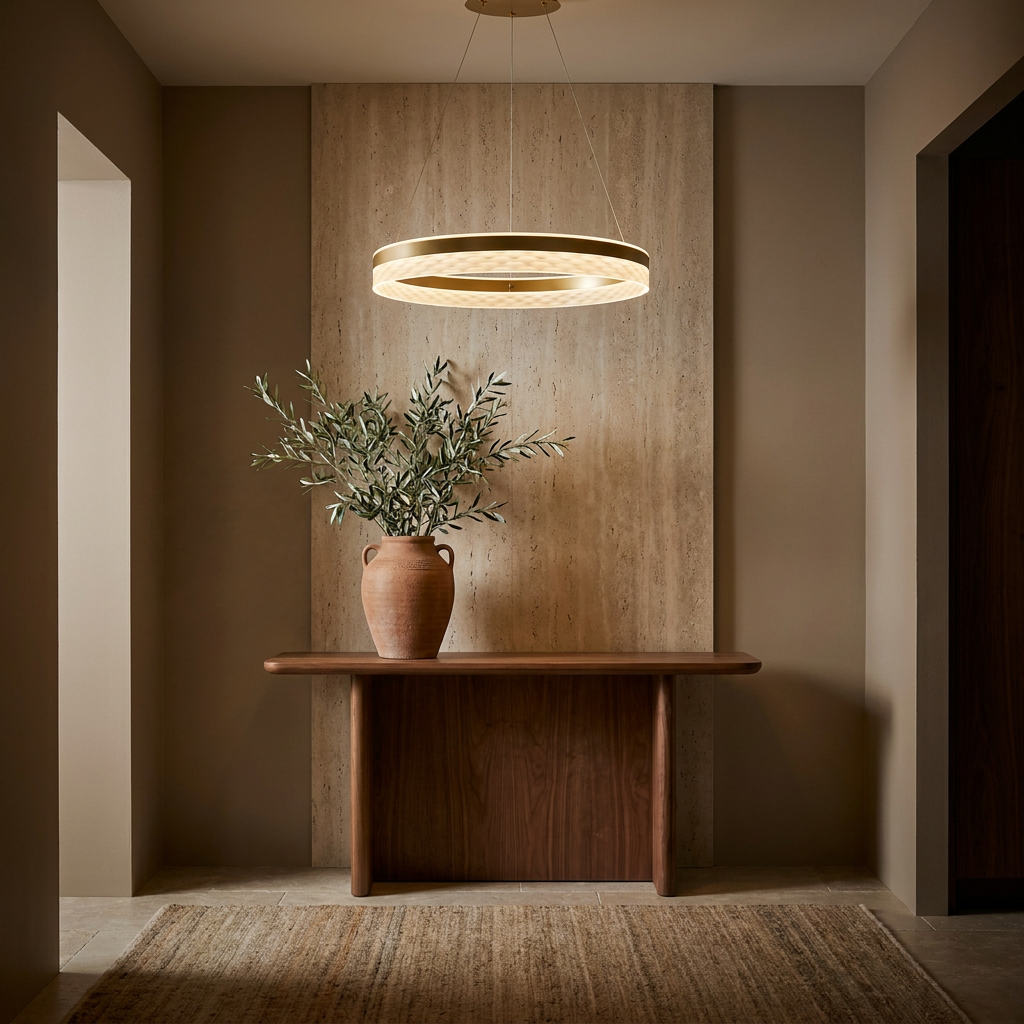 Suspension 2 Lampes LED Acier Composite Doré · photo 7