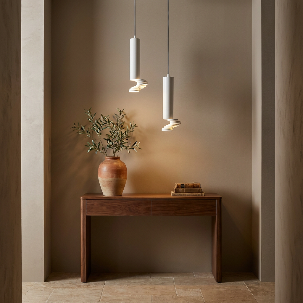 Suspension 2 Lampes Acier Blanc · photo 7