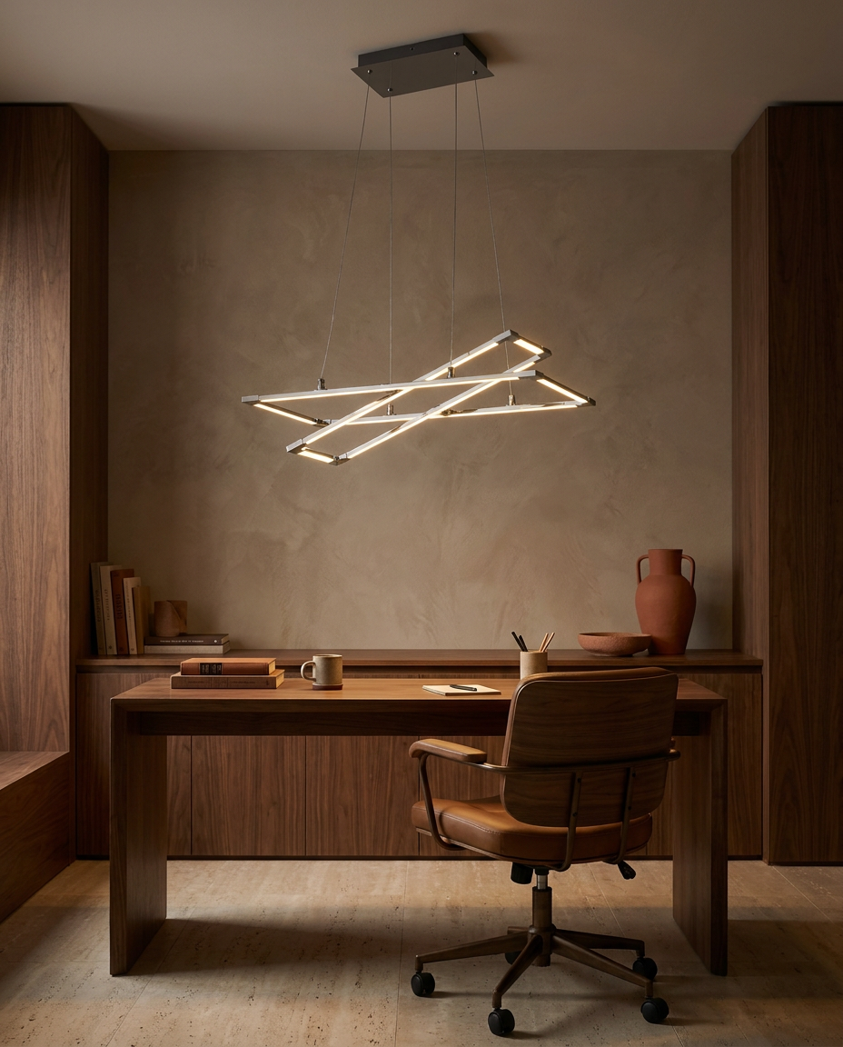 Suspension LED Acier Composite Argenté Gris · Kseros · photo 9
