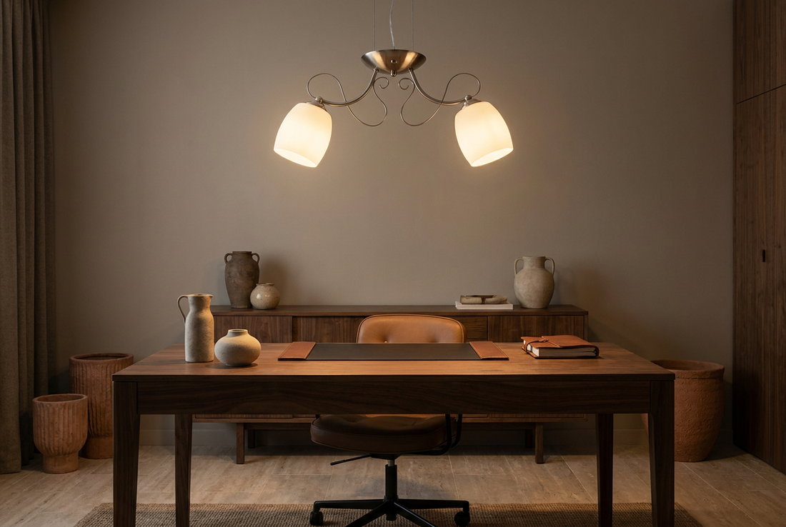 Suspension 2 Lampes Acier Verre Chromé · Amba · photo 8