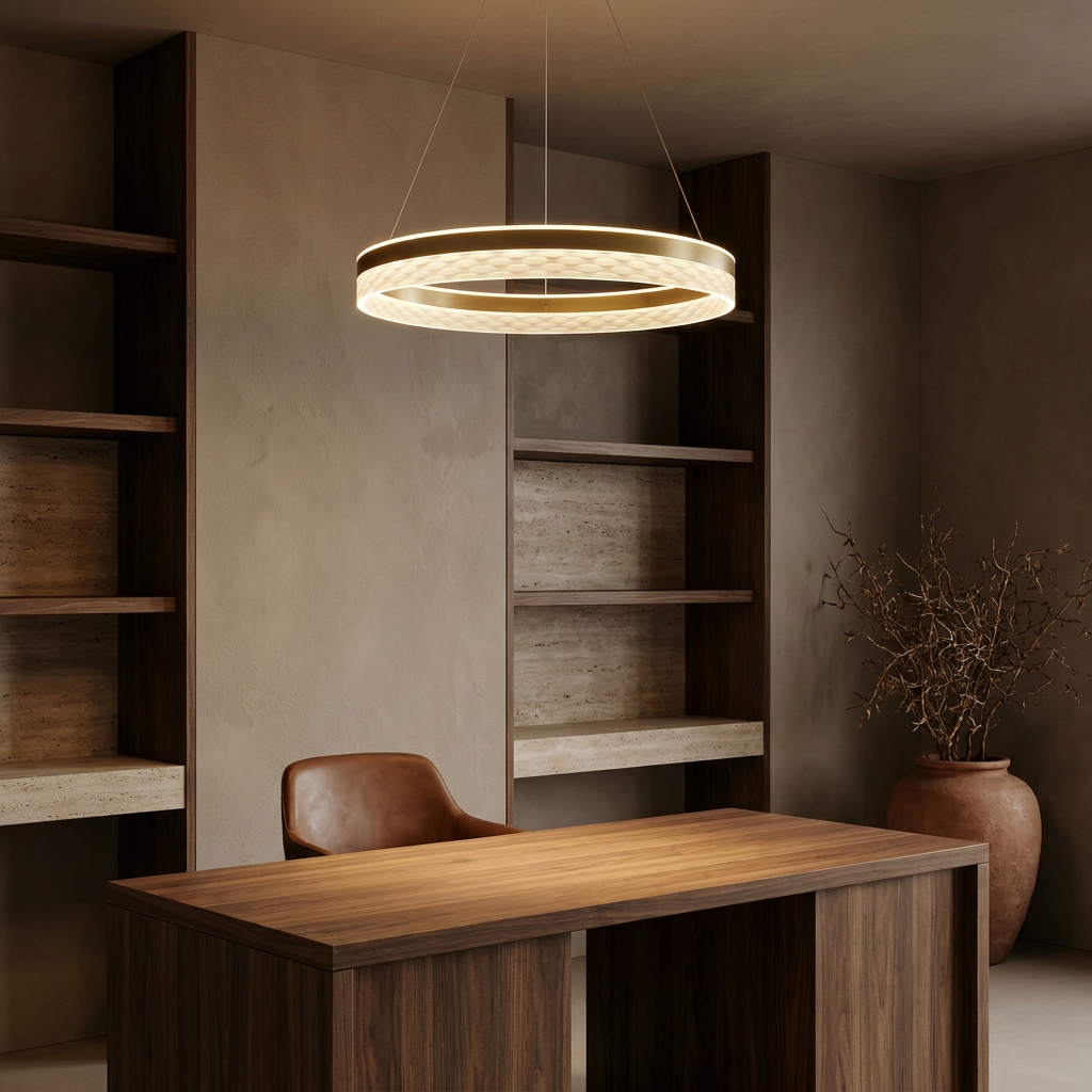 Suspension 2 Lampes LED Acier Composite Doré · photo 8