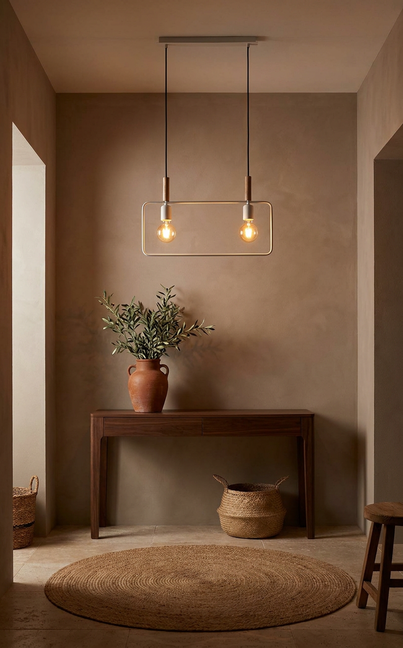 Suspension 2 Lampes Métal Bois Blanc · Frame · photo 8